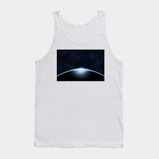 Giant blue planet against starry cosmos sky Tank Top